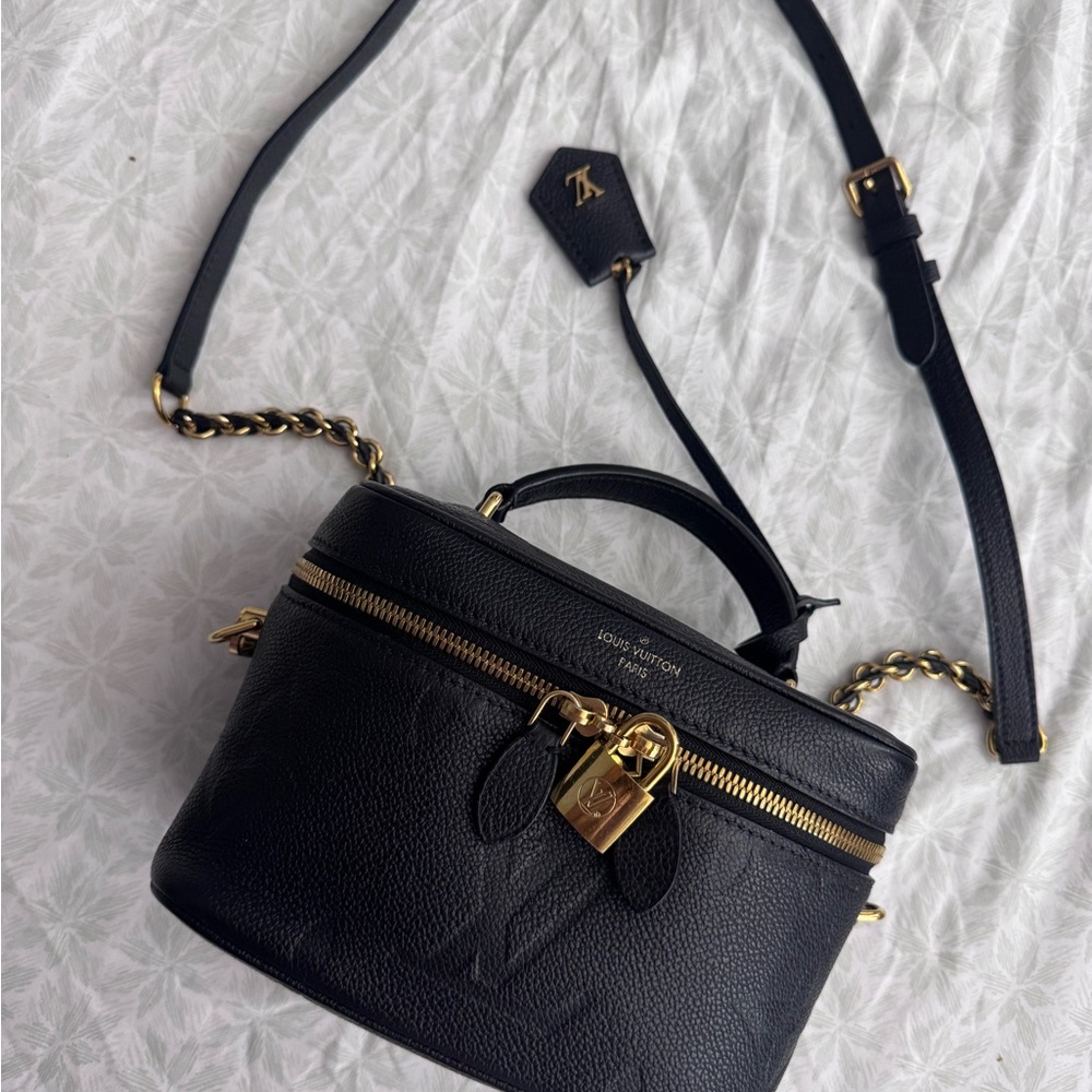 Louis Vuitton Black Vanity Bag with Gold Accents